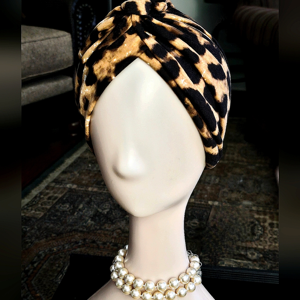 High Quality Top Knot Leopard Print Turban Style Chemo Alopecia Pre Tariff Price